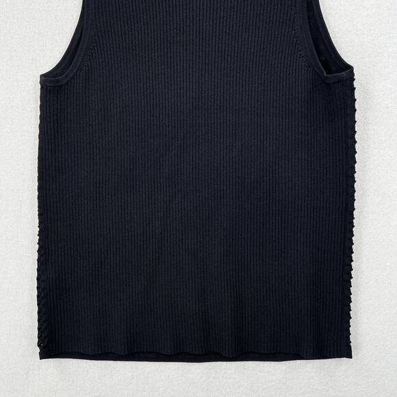 RAG AND BONE Ingrid Sleeveless Mock Neck Top Womens XS Black Open Knit Ribbed - Picture 8 of 14